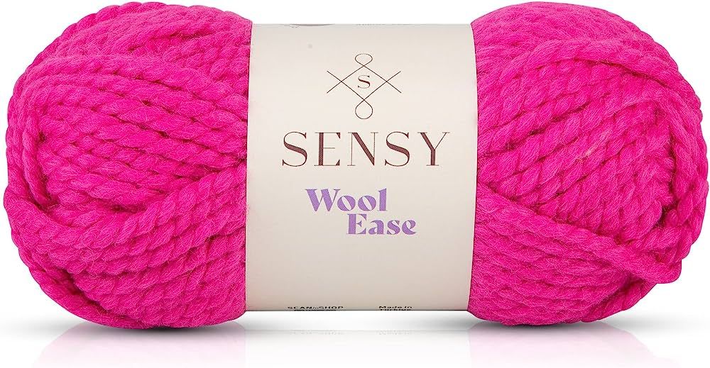 Sensy Wool Ease Yarn, 3.5 oz, 66 Yards, Gauge 6 Super Bulky (Fuchsia) | Amazon (US)