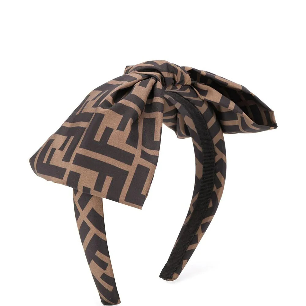 Fendi Girls Logo Bow Hairband Brown - ONE SIZE BROWN | Threads Menswear