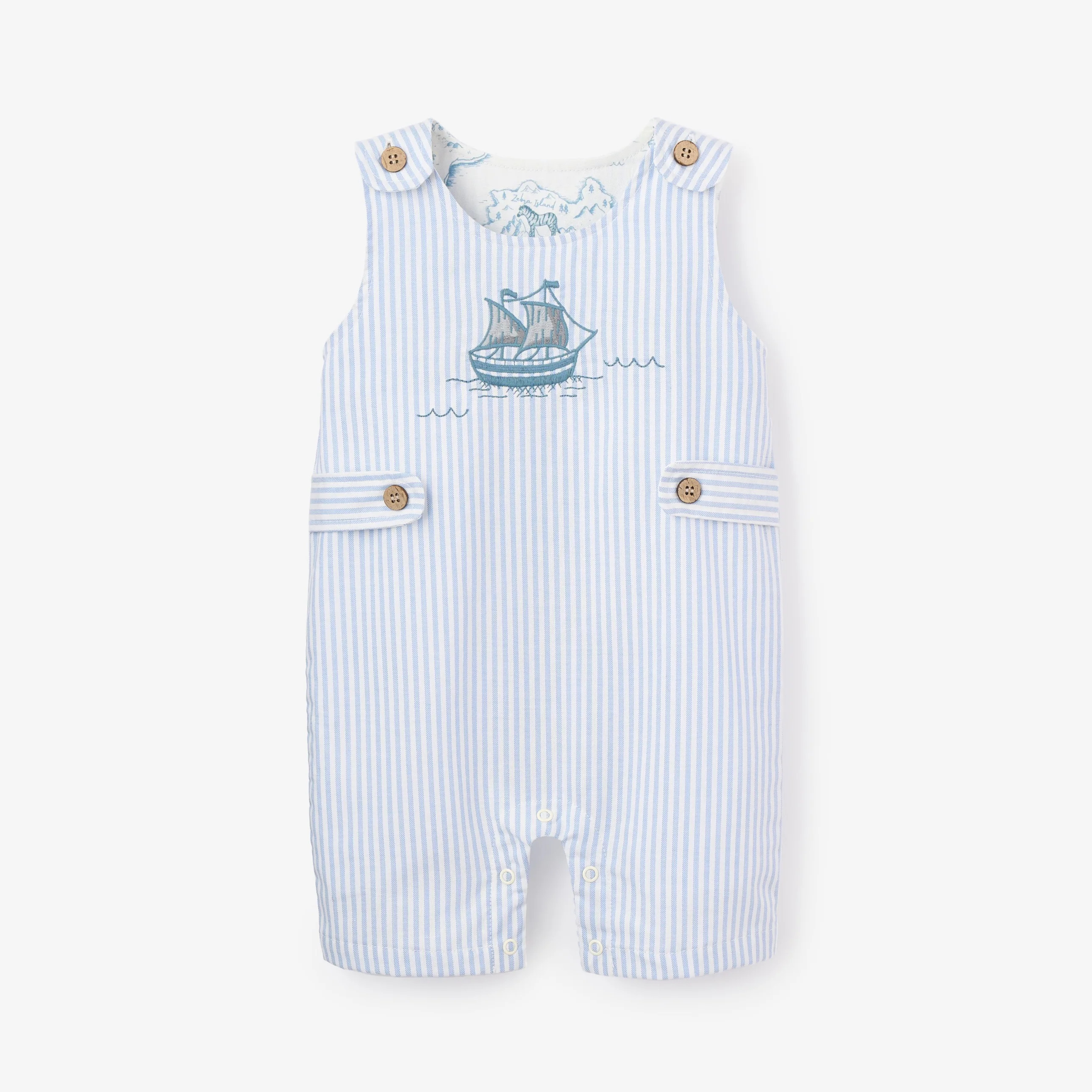 Boat Embroidered Oxford Stripe Jon Jon | Elegant Baby