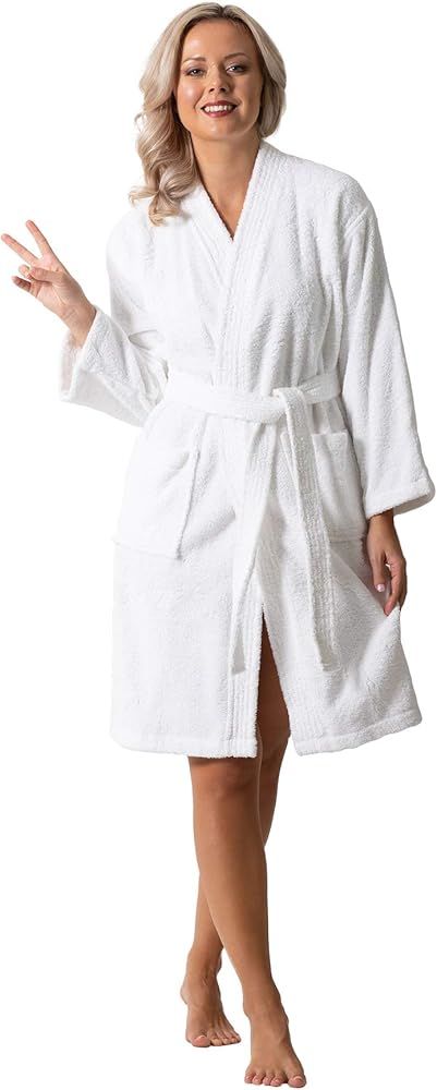 Luxurious Turkish Terry Kimono Collar Super-Soft Terry Absorbent Bathrobes for Women | Amazon (US)