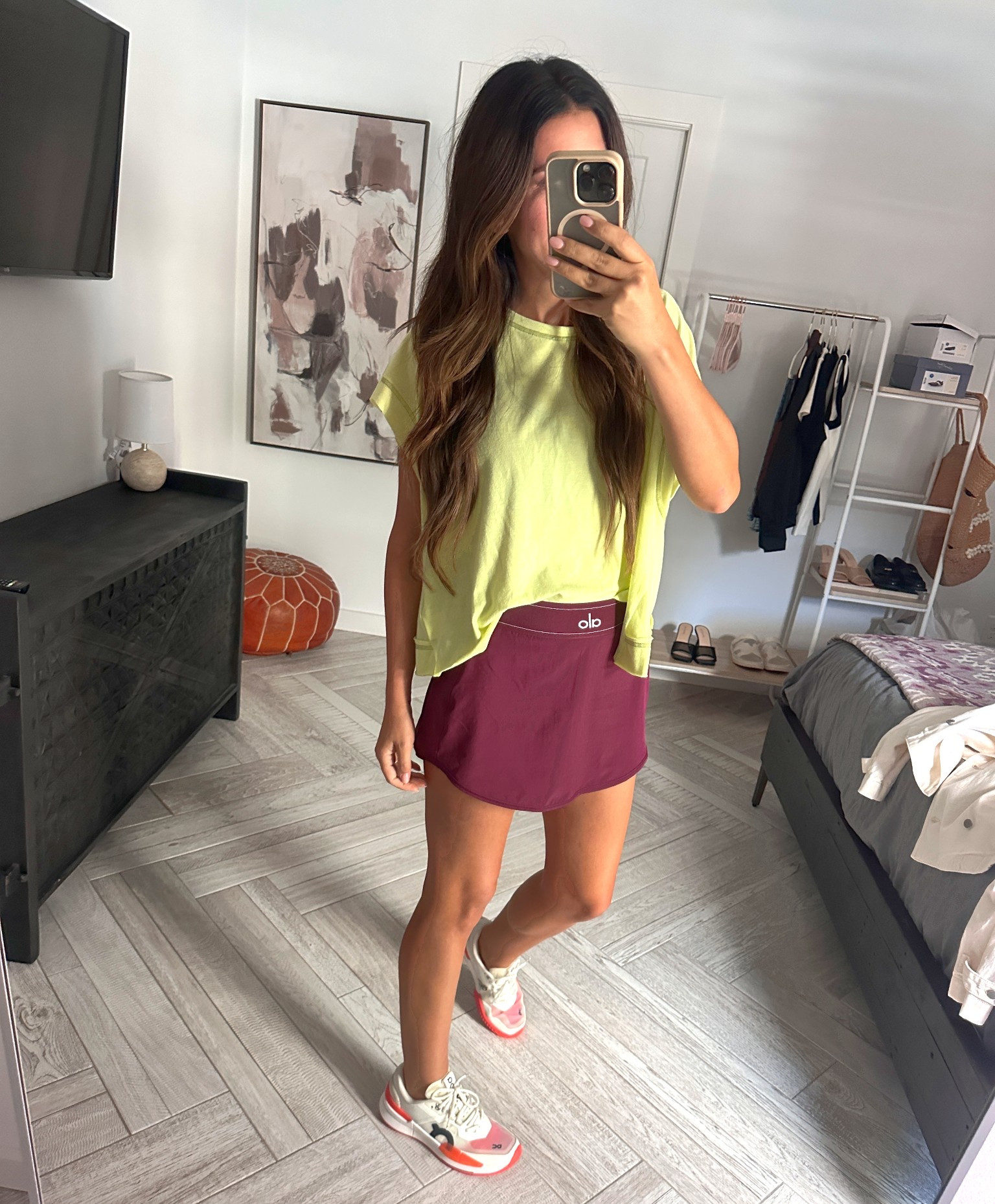 Tennis attire! Loving this cute top with an open back that is a free people look a like. Paired with the burgundy Alo match point skirt. New tennis skirt obsession! Wearing size XS. Fits TTS, size up for extra length  

#LTKFindsUnder50 #LTKActive #LTKStyleTip