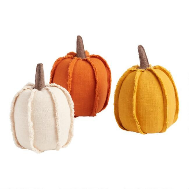 Woven Fringe Autumn Pumpkin Decor Set Of 3 | World Market
