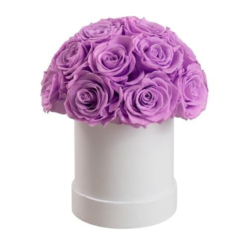 Otuo 18 Preserved Roses in Round Dome Shape, Mother's Day Real Forever Flowers Rose Box, Eternal Rose Gift for Her Women Girl Friend Wife, Flower Gift for Valentines Day(Purple) | Amazon (US)