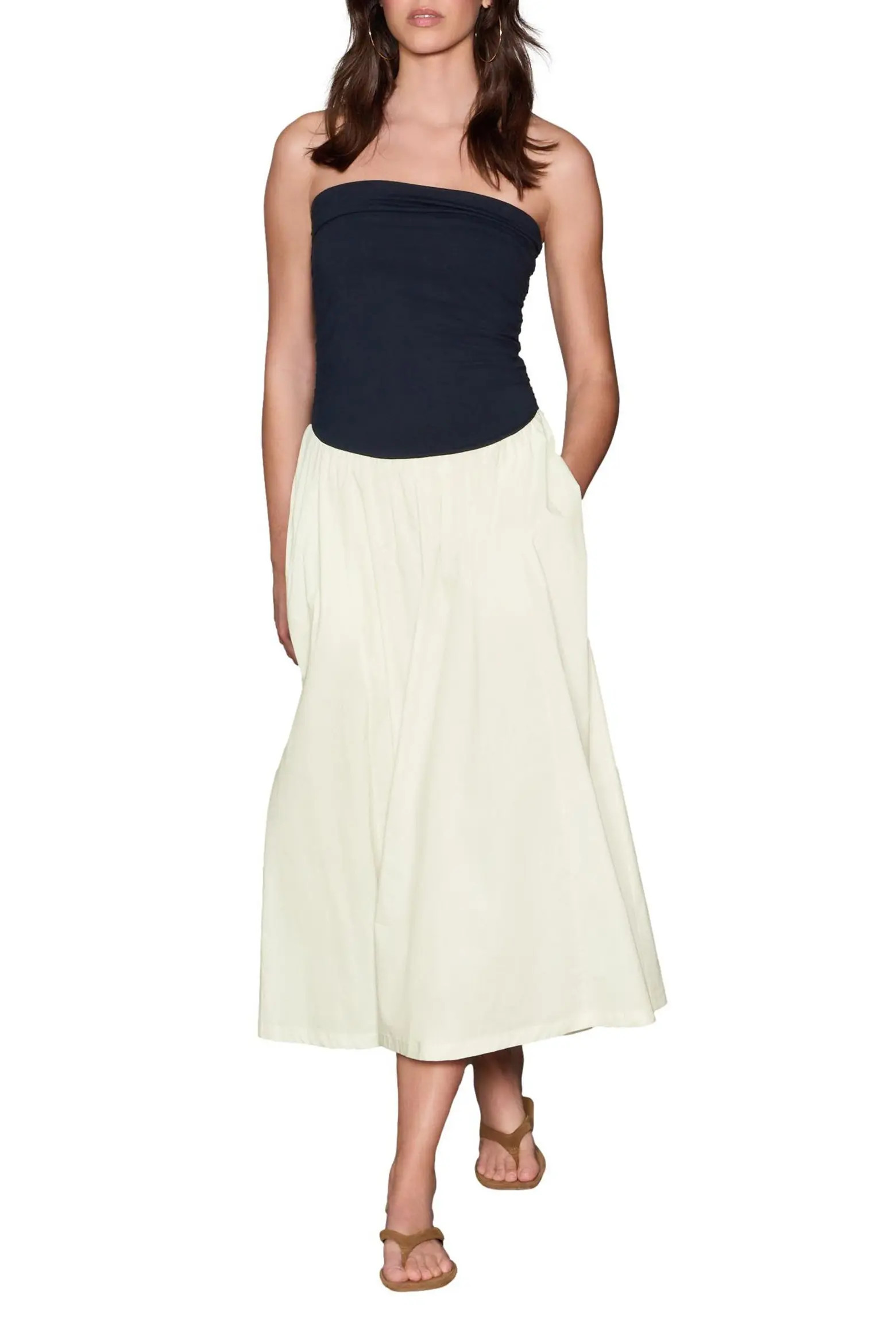 2-Tone Jersey & Woven Mix Strapless Maxi Dress (Women) | Nordstrom | Nordstrom