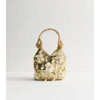 Gold Shell and Floral Embellished Handbag New Look | New Look (UK)