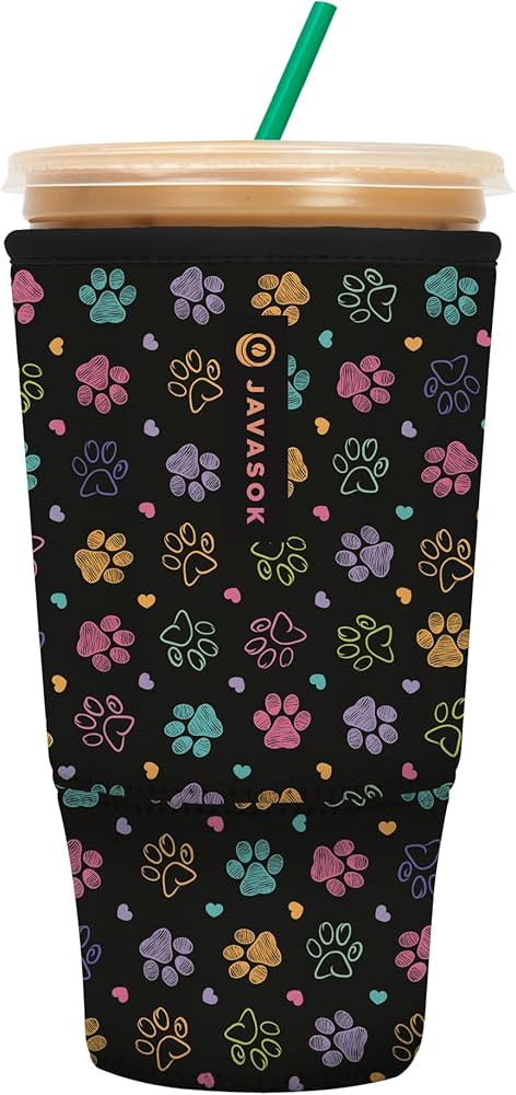 Sok It JavaSok Iced Coffee & Cold Soda Insulated Neoprene Cup Sleeve (Furry Footprints, XXLarge: ... | Amazon (US)