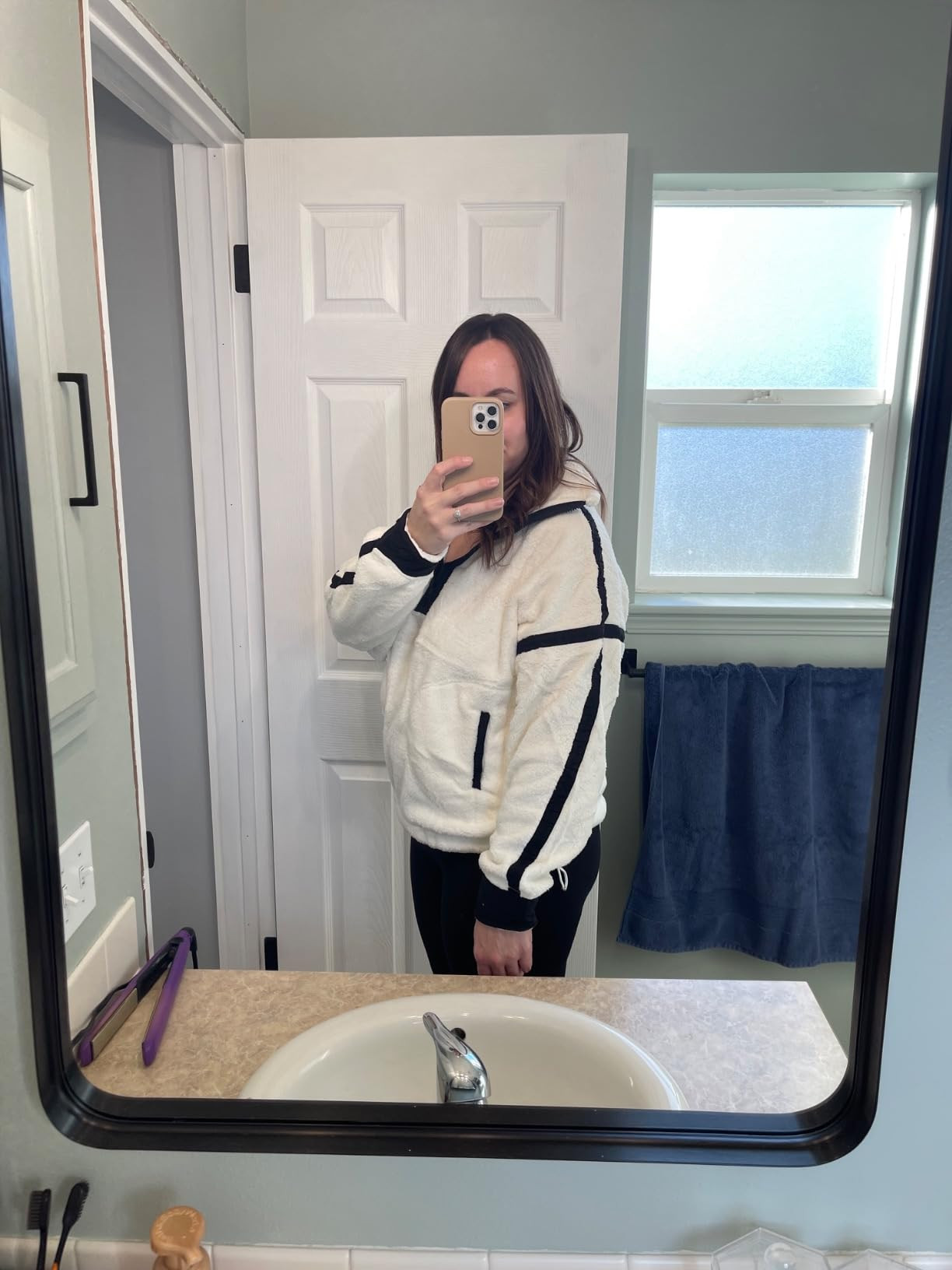 Panadila Womens Half Zip Sherpa Fleece Pullover Soft Oversized Sweatshirt with Pockets Warm Fuzzy... | Amazon (US)