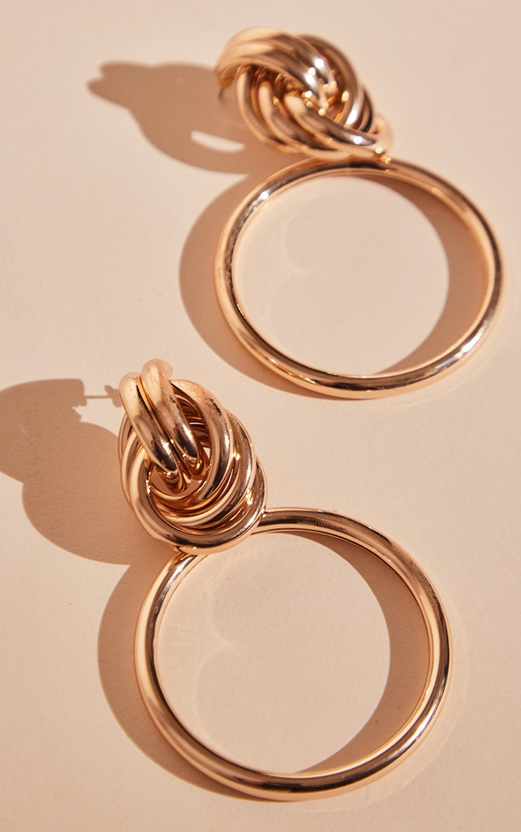 Gold Twist Knot Statement Earrings | PrettyLittleThing US