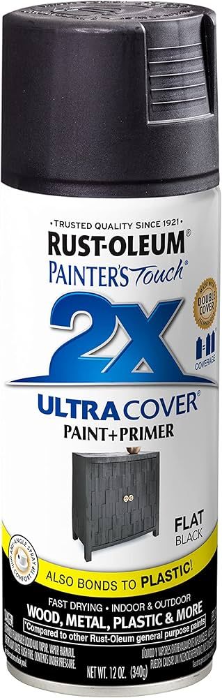 Rust-Oleum 249127 Painter's Touch 2X Ultra Cover Spray Paint, 12 oz, Flat Black | Amazon (US)