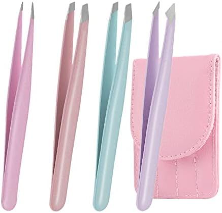 Tweezers Set - 4 Pack, JianQiao Stainless Steel Precision Eyebrow Tweezers Kit for Women-for Faci... | Amazon (US)