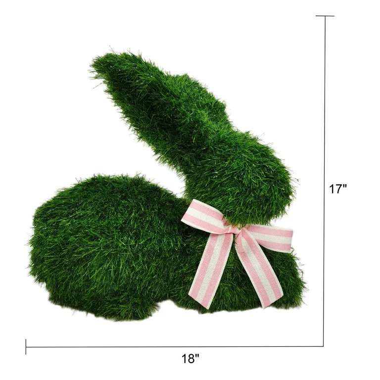 Faux Grass Lying Bunny Tabletop Decoration - 17 Inch Green Easter Bunny with Lush Faux Grass Text... | Walmart (US)