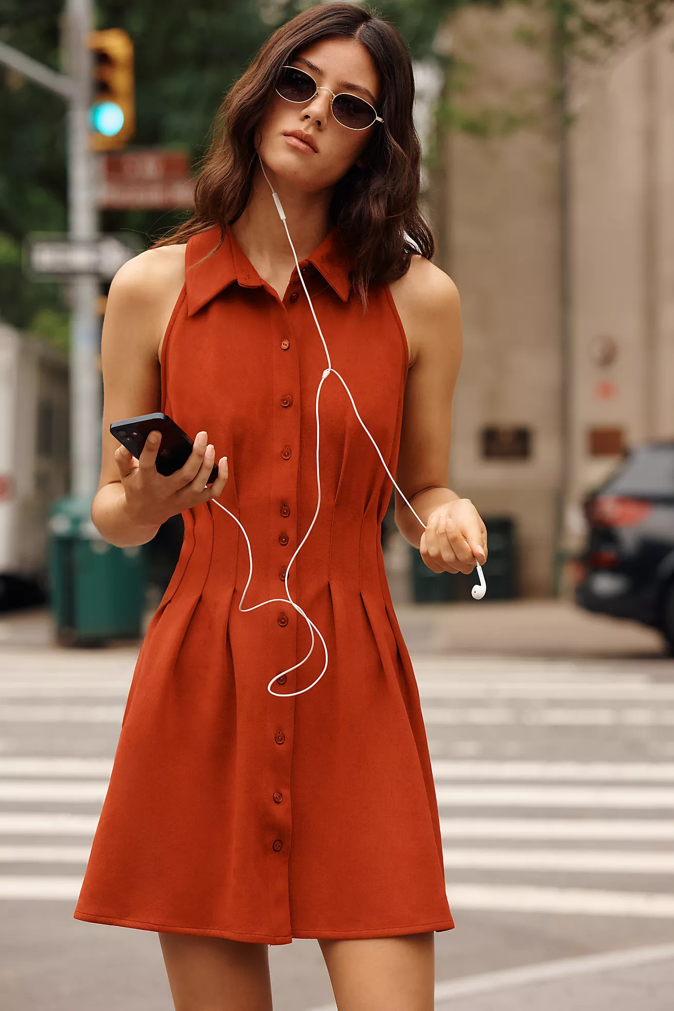 Exquise Tobie Faux-Suede Pintuck Mini Dress | Anthropologie (US)