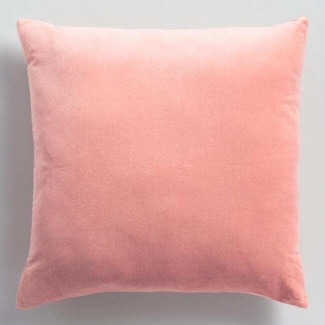 Salmon Pink Velvet Throw Pillow | World Market