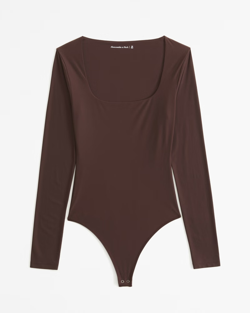 Soft Matte Seamless Long-Sleeve Squareneck Bodysuit | Abercrombie & Fitch (US)