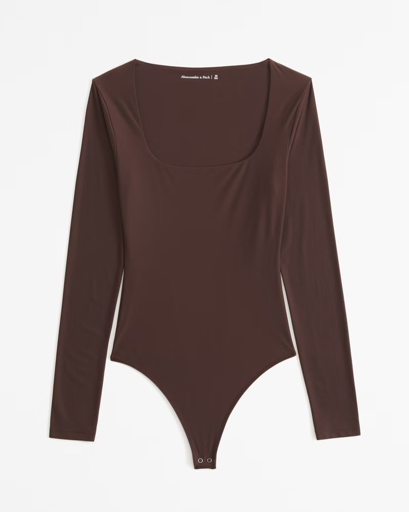Soft Matte Seamless Long-Sleeve Squareneck Bodysuit | Abercrombie & Fitch (UK)