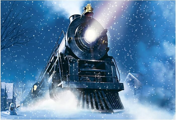 Funnytree 7x5ft Winter Christmas Train Backdrop for Photography Xmas Snow Night Railway Party Bac... | Amazon (US)