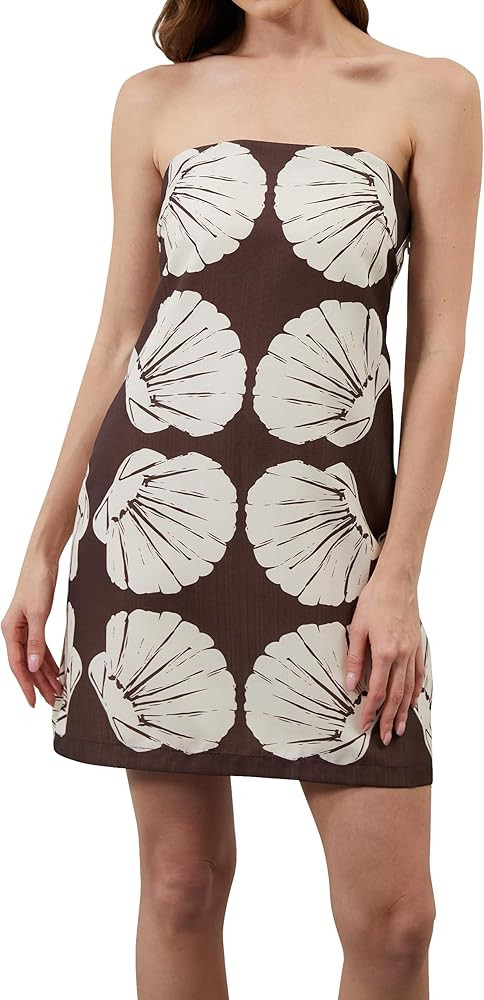 Women Strapless Tube Mini Dress Summer Casual Boho Floral Print Sleeveless Backless Going Out Bea... | Amazon (US)