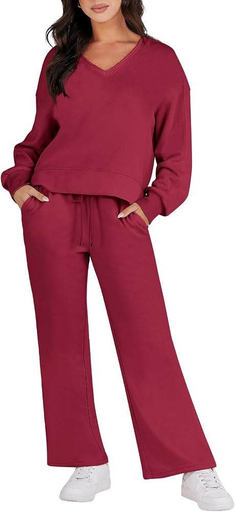 Caracilia Womens 2 Piece Outfits Long Sleeve Oversized Sweatshirt Sweatpants Tracksuit Sweat Loun... | Amazon (US)