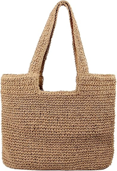 Straw Beach Bag for Women Summer Woven Tote Bag Shoulder Handbags | Amazon (US)