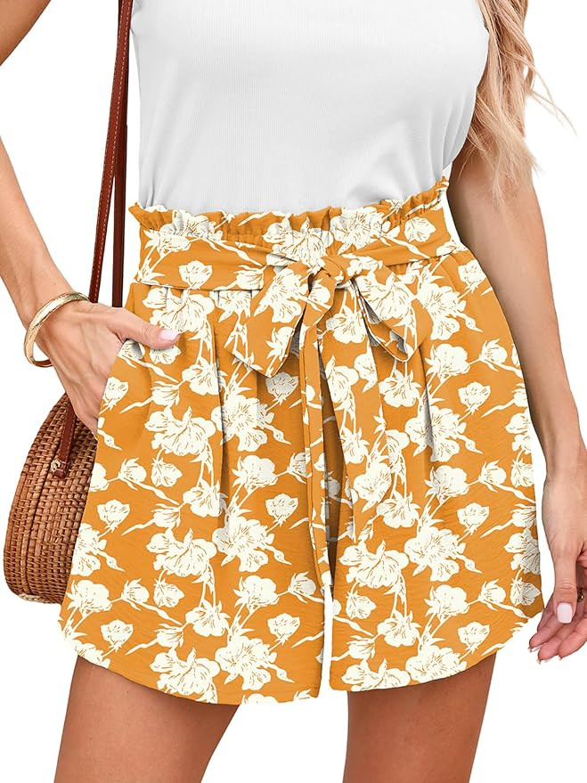 DEARCASE Women's High Waisted Tie Knot Summer Baggy Shorts with Pockets | Amazon (US)