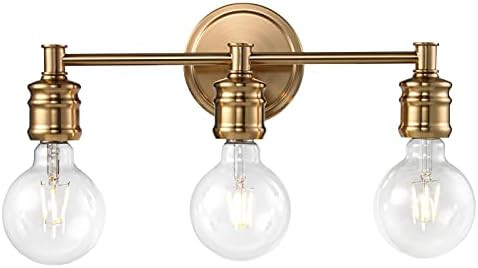 Hamilyeah Gold Bathroom Vanity Light Fixtures Over Mirror, 3 Light Vanity Lighting Indoor, Farmhouse | Amazon (US)