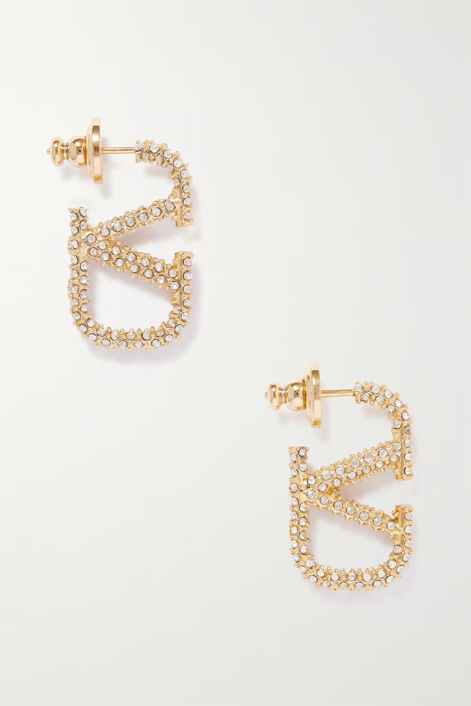 Valentino Garavani VLOGO gold-tone crystal earrings | NET-A-PORTER (US)