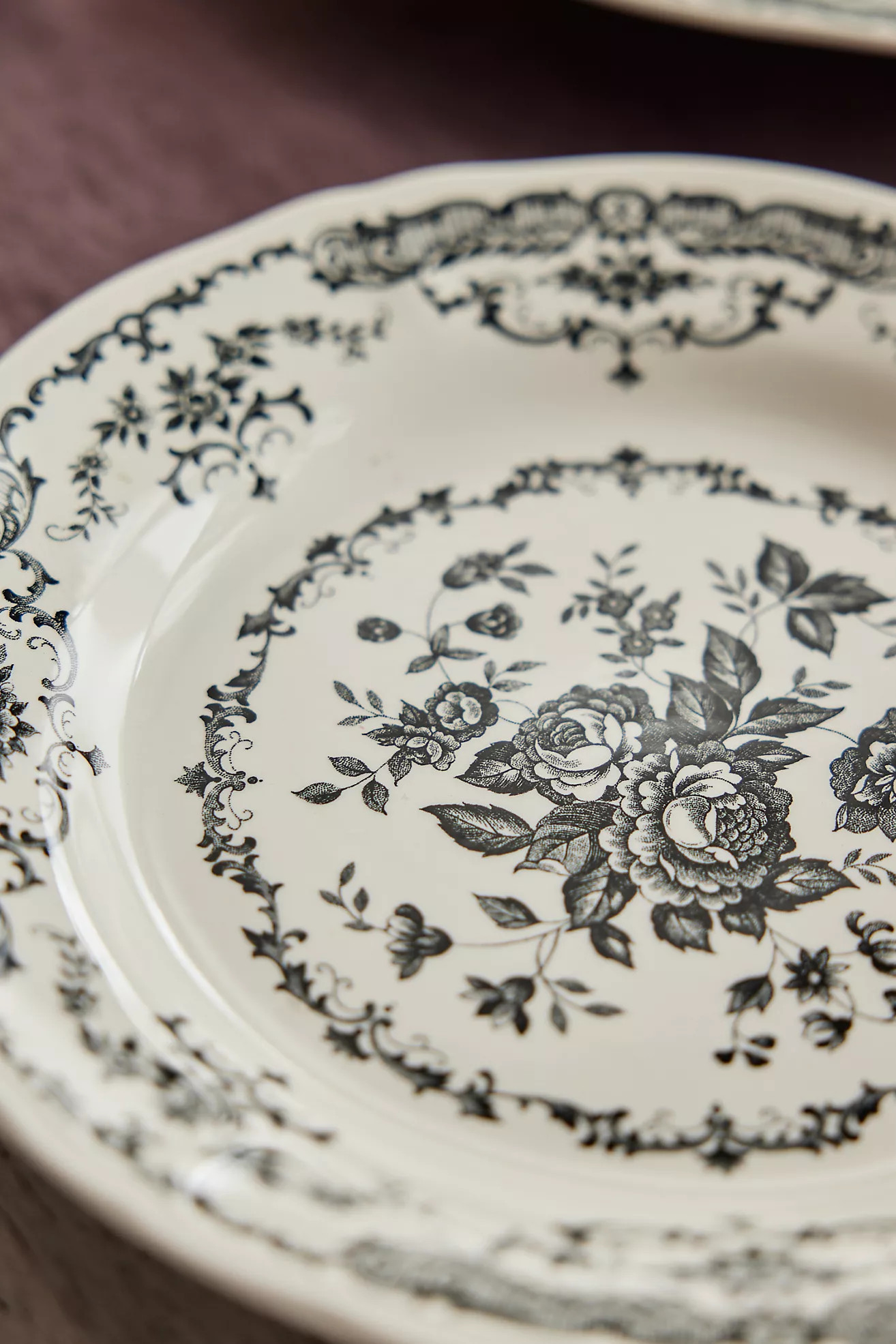 Midnight Florals Ceramic Dinner Plate | Anthropologie (US)