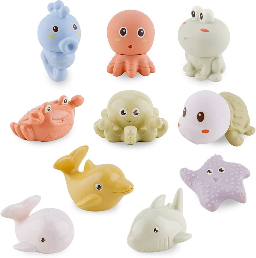 Bath Toys for Babies 6-12 Months,10 PCS Mold Free Baby Bath Toys Ocean Animals Bathtub Float Toy ... | Amazon (US)
