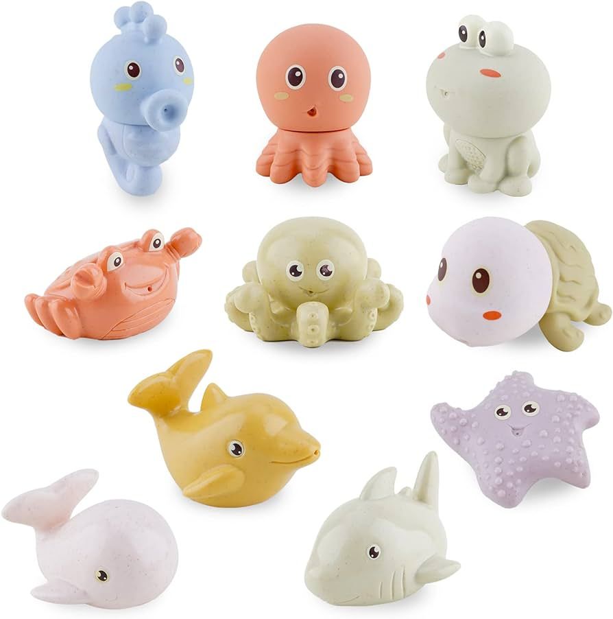 Mold Free Bath Toys for Babies 6-12 Months - 10PCS Bath Squirt Toys Silicone Ocean Animals Bathtu... | Amazon (US)