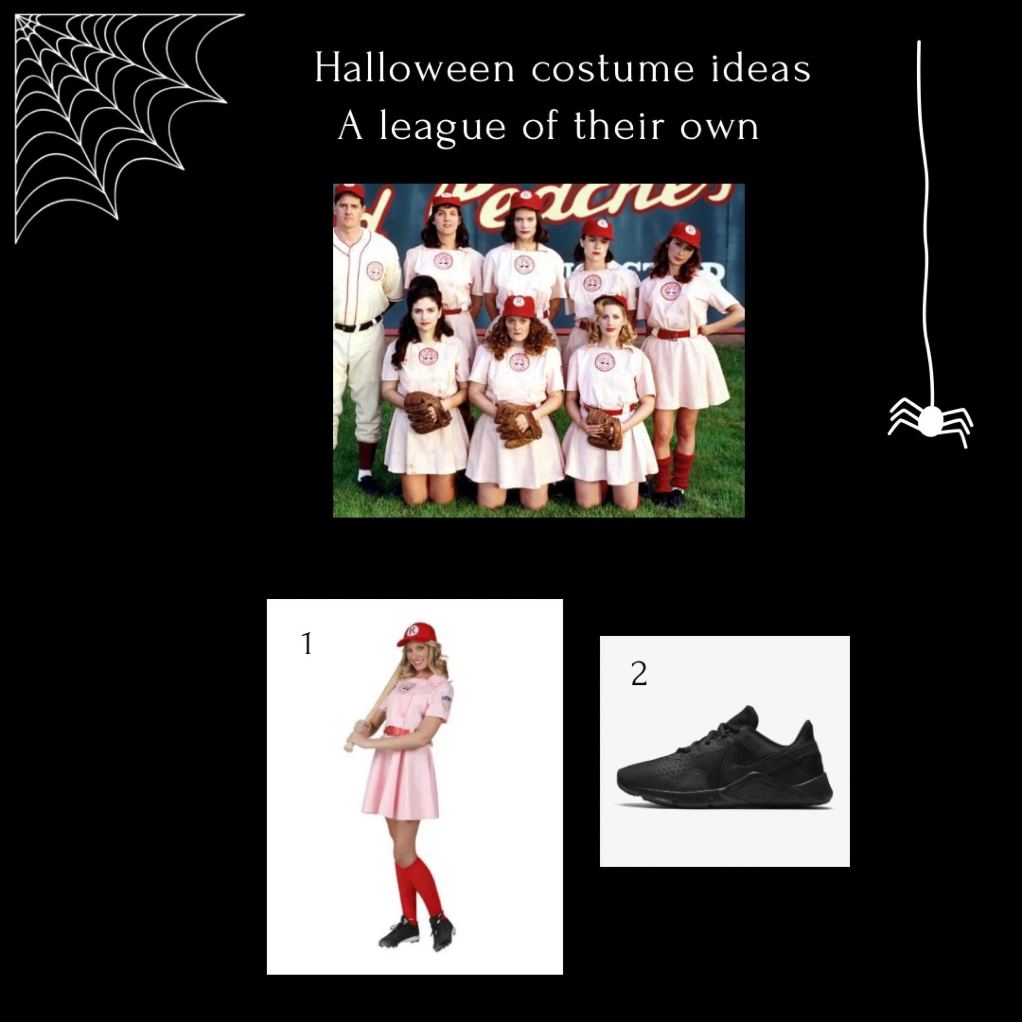 HALLOWEEN COSTUME IDEAS 
A league of their own 
1. Costume with accessories - Amazon 
2. Black shoes - Nike 

#LTKSeasonal #LTKHalloween