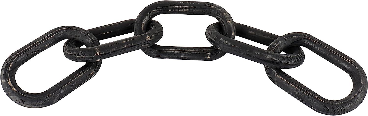 GENMOUS & CO. Wooden Chain Home Decor Farmhouse Decorative 5-Link Chain Decor Hand-Carved Wood Cr... | Amazon (US)