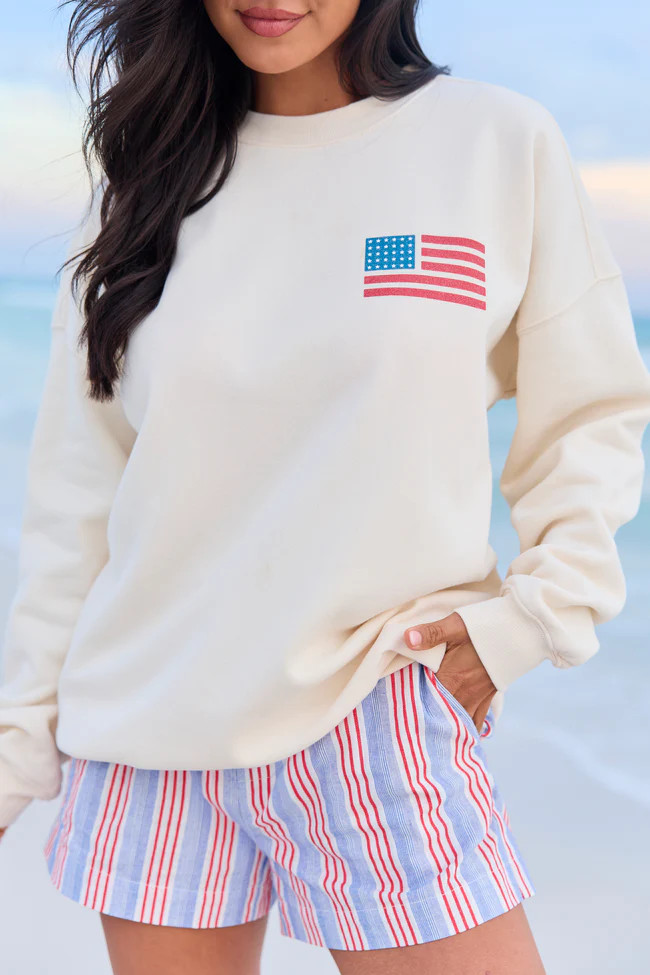 Live Free Cream Graphic Sweatshirt | Pink Lily