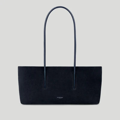 DeMellier The Stockholm Shoulder in Midnight Blue Suede Leather Shoulder bag | DeMellier