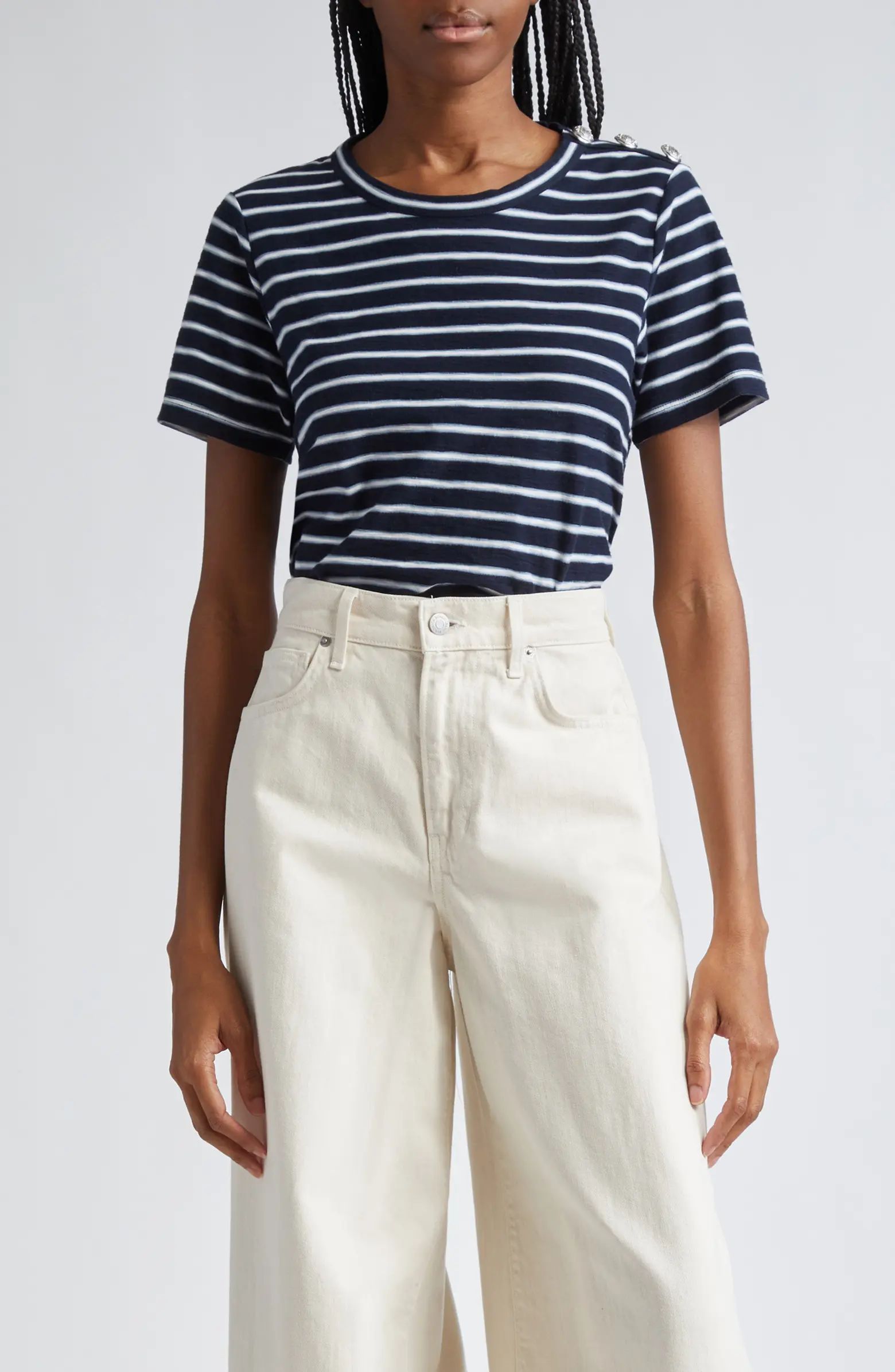 Veronica Beard Carla Stripe Crewneck Cotton T-Shirt | Nordstrom | Nordstrom