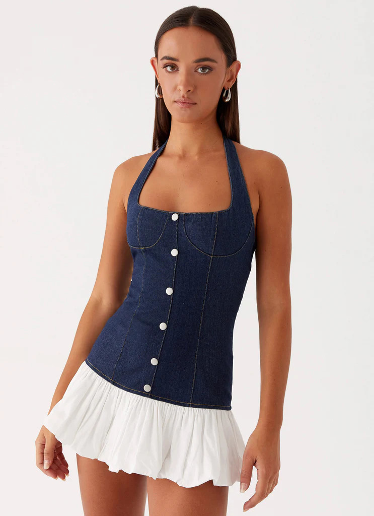 Georgina Denim Mini Dress - Blue | Peppermayo (Global)
