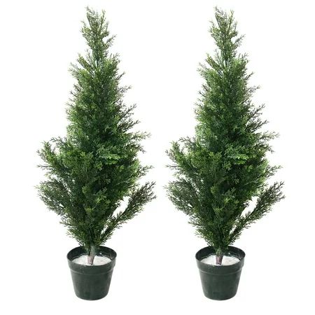 34 Inch Artificial Cedar – Large Faux Potted Evergreen Plant for Indoor or Outdoor Decoration at Hom | Walmart (US)
