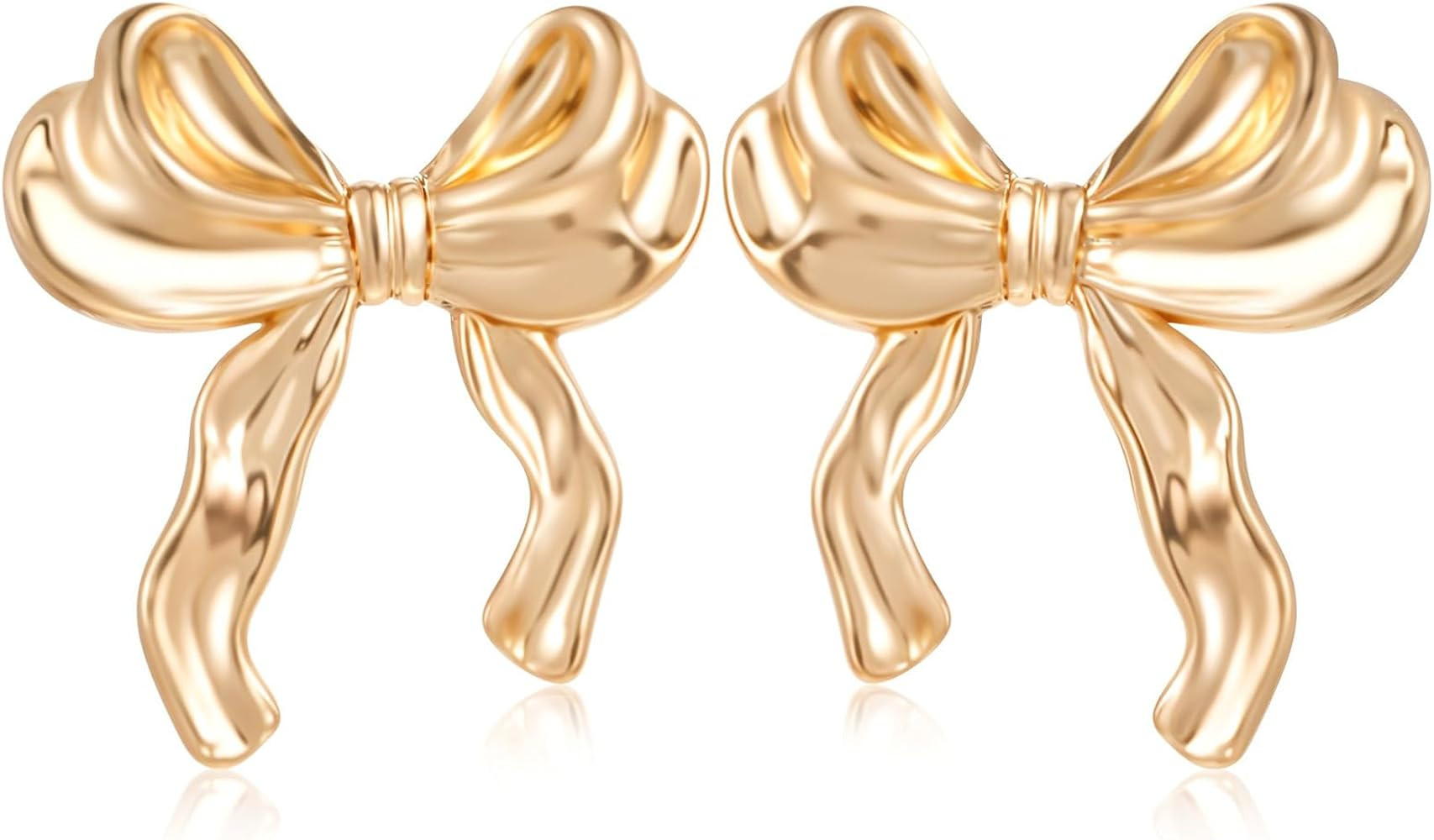 Amazon.com: Gold Bow Knot Stud Earrings for Women, Trendy Stuff Cute Bow Pearl Drop Dangle Earrin... | Amazon (US)