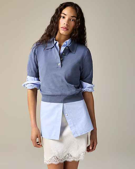 Short-sleeve sweater-polo in premium ultra-fine cotton | J. Crew US
