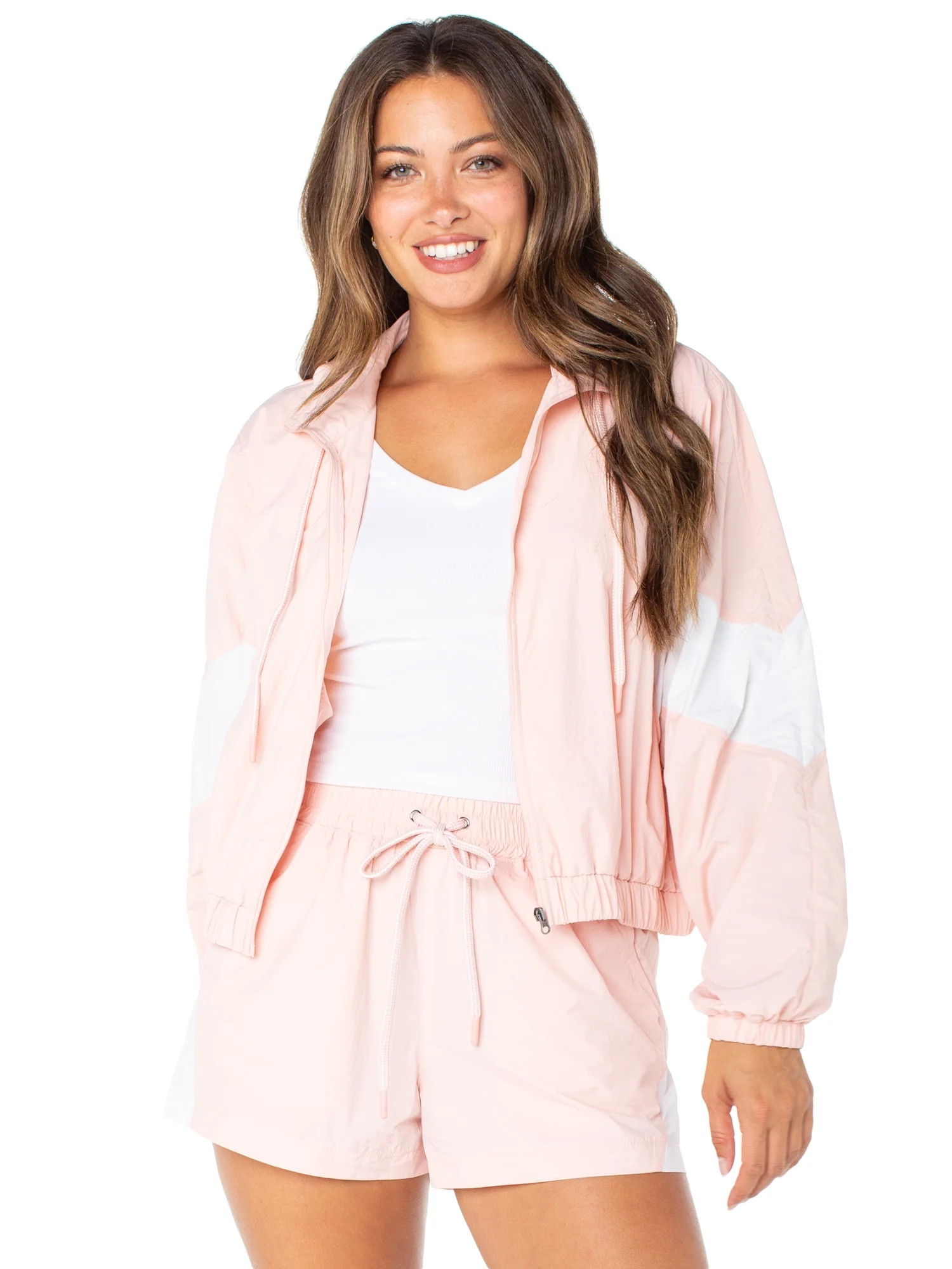 Celebrity Pink Women's Zip Front Hooded Windbreaker Jacket, Sizes XS-XXXL | Walmart (US)
