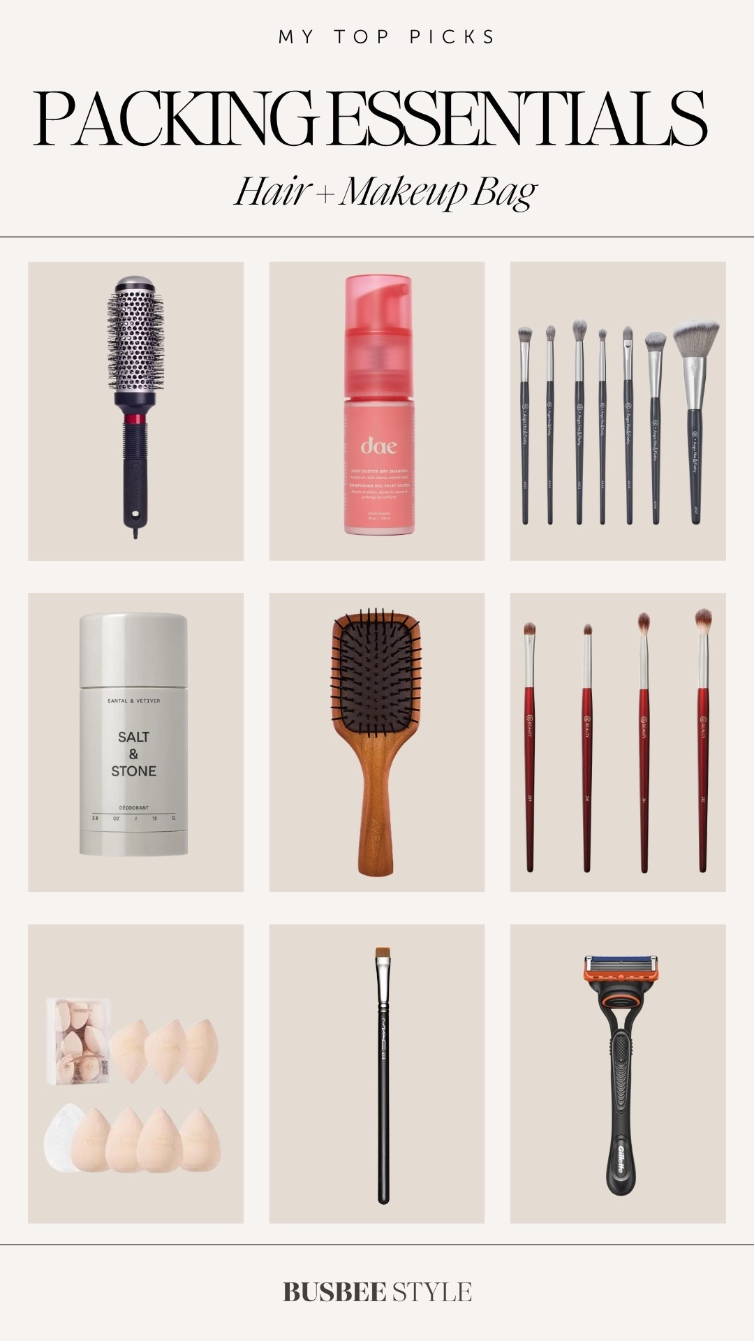 Hair and makeup bag favorites