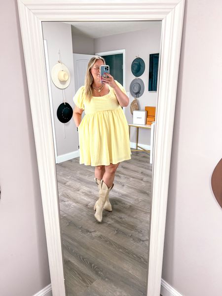 This yellow dress is making me a dress loving girlie! I’ve never really enjoyed wearing dresses but this one was too cute to pass up. I wore to my daughter’s baby shower but here I styled it with cowboy boots and it’s the cutest country concert outfit or date night outfit! 

Country concert outfit
Plus size country concert outfit 
Plus size dress
Puff sleeve dress 
Yellow dress
Plus dress 
Concert outfit 
Summer outfit 
Summer dress 

#LTKOver40 #LTKPlusSize #LTKFindsUnder100