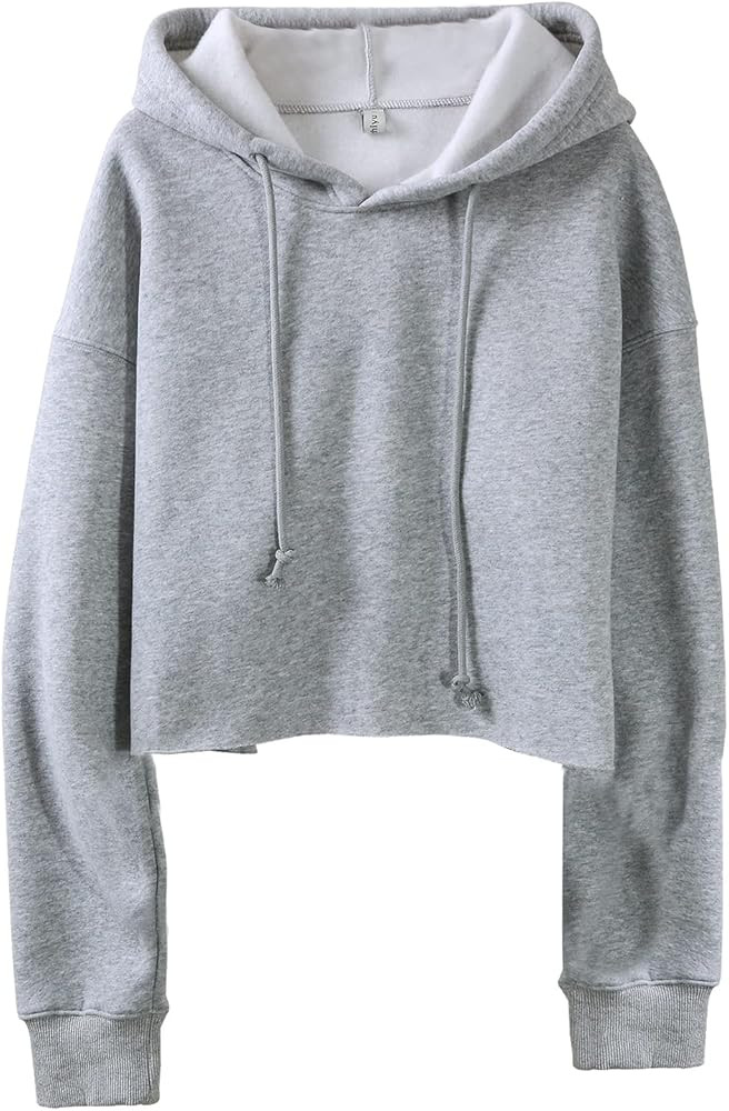 Amazhiyu Women's Cropped Hoodies Long Sleeves Fleece Crop Top Sweatshirt with Hooded | Amazon (US)