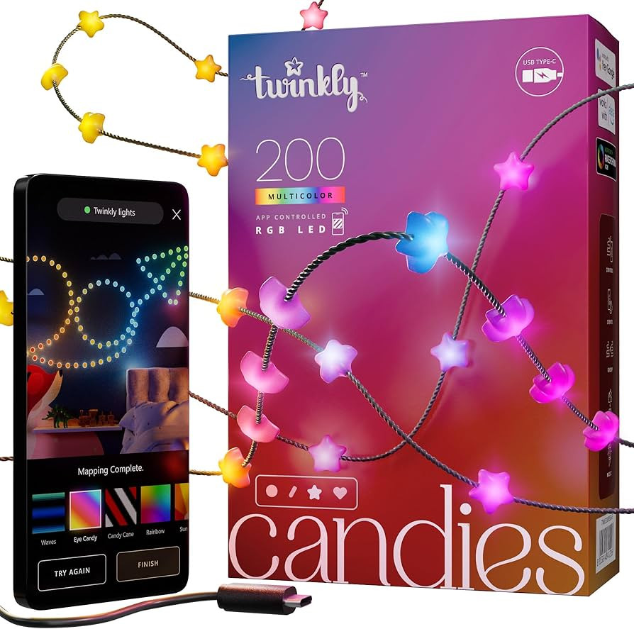 Twinkly Candies – App-Controlled Star-Shaped LED Light String with 200 RGB (16 Million Colors) ... | Amazon (US)