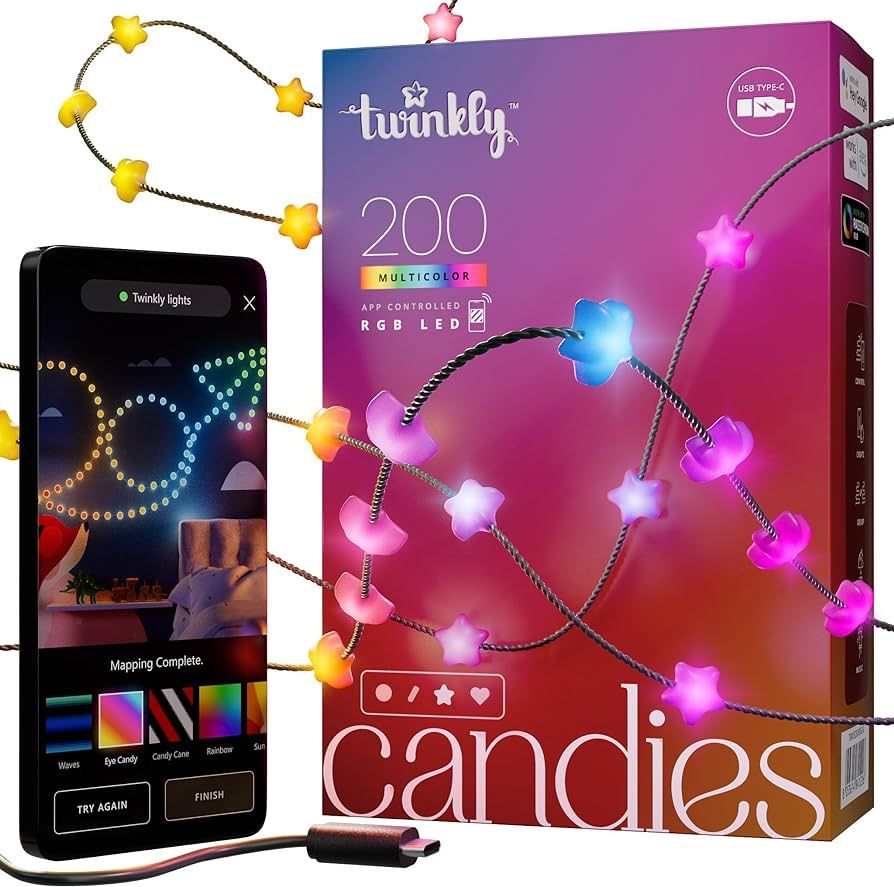 Twinkly Candies – App-Controlled Star-Shaped LED Light String with 200 RGB (16 Million Colors) ... | Amazon (US)