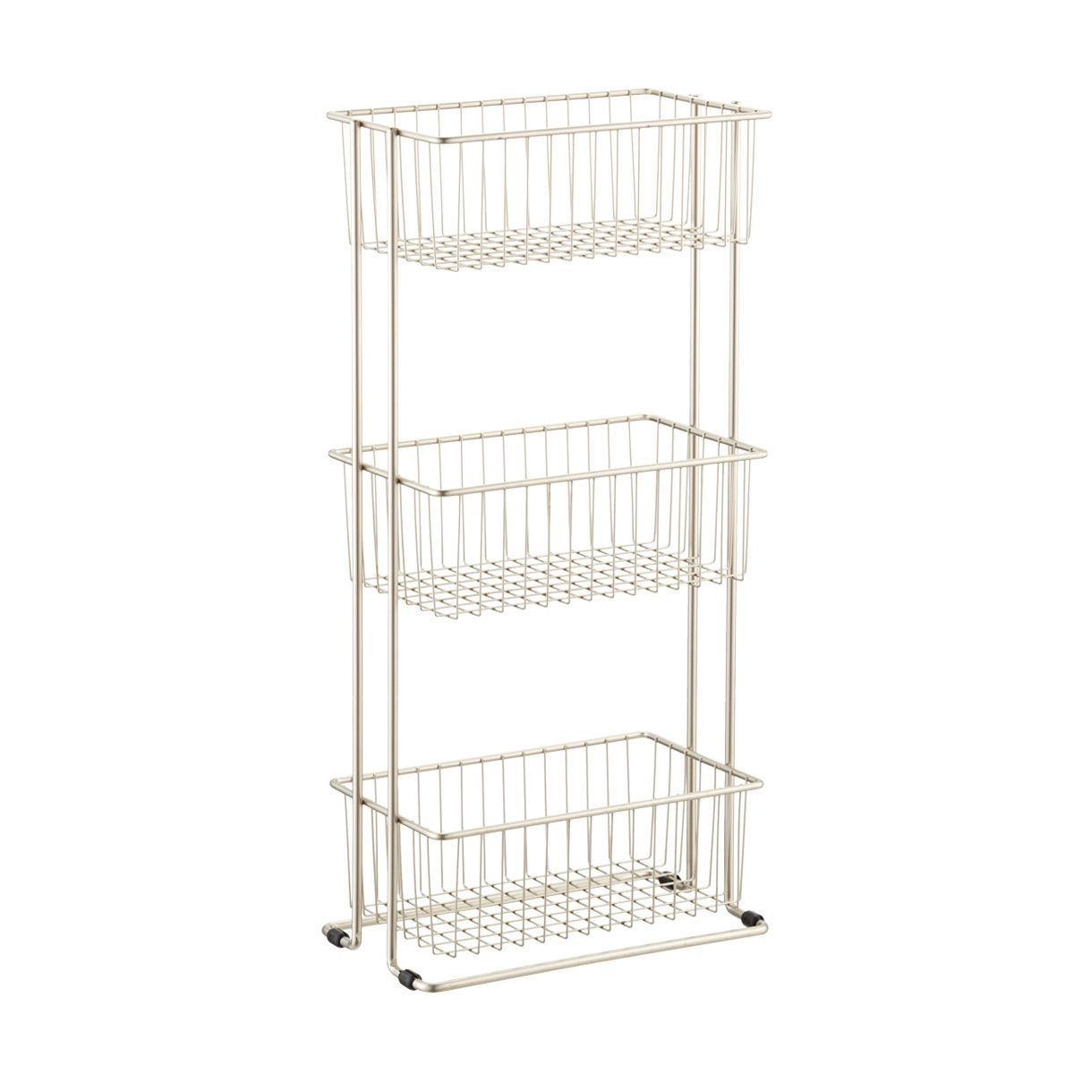 3-Tier Shelf Basket Tower Satin Nickel | The Container Store