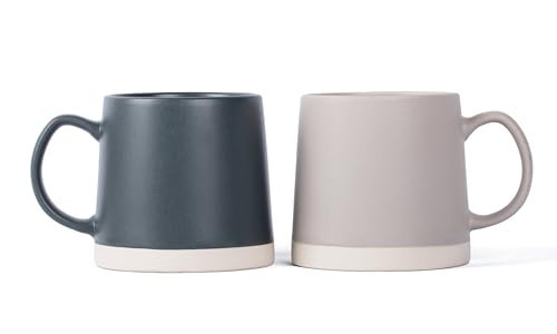 HONED Ceramic Large Coffee Mug Set of 2, 16 oz Coffee Cups, Handcrafted Modern Unique Stoneware Mugs, Perfect for Coffee, Tea & Hot Chocolate, Dishwasher and Microwave Safe (Slate & Warm Gray) | Amazon (US)