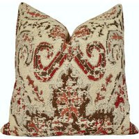 Crimson Red Damask Pillow Cover | Distressed Woven Crypton Home Throw Pillows Cushions Ready To Ship | Etsy (US)