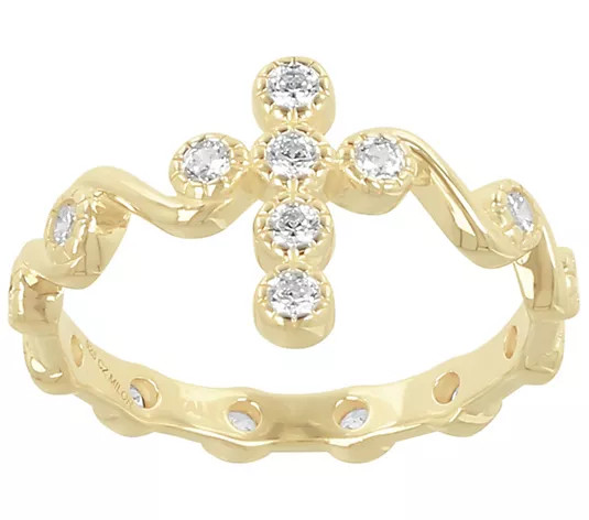 Make Your Selection: Diamonique 0.45 cttw Cross Ring, Sterling Silver | QVC