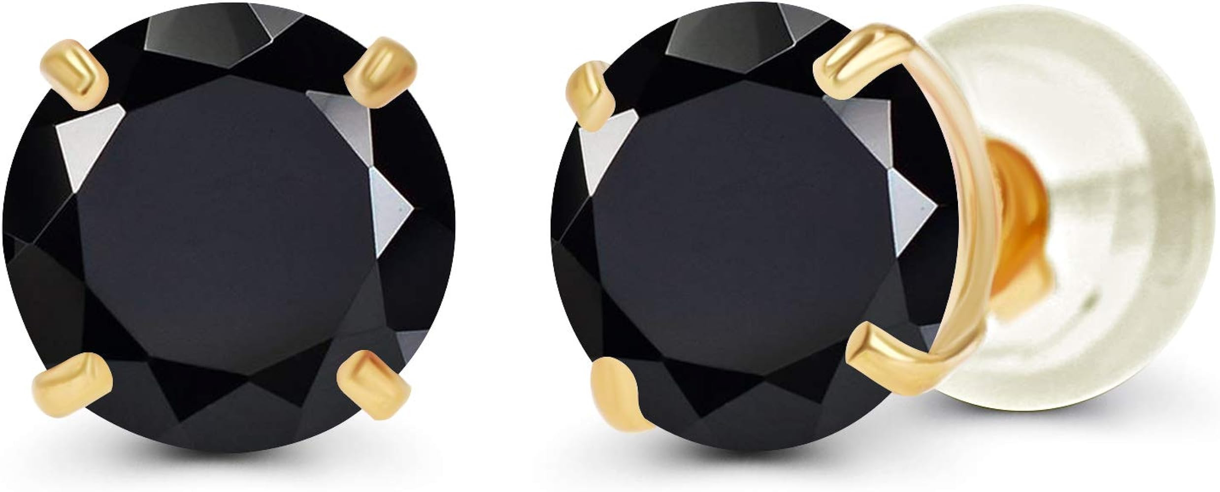 Solid 14K Yellow or White or Rose Gold 6mm Round Genuine Birthstone Gemstone Prong Set Stud Earri... | Amazon (US)