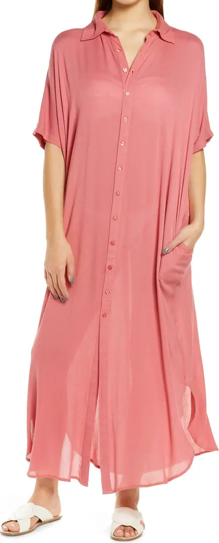 Elan Button-Down Maxi Cover-Up Dress | Nordstrom | Nordstrom